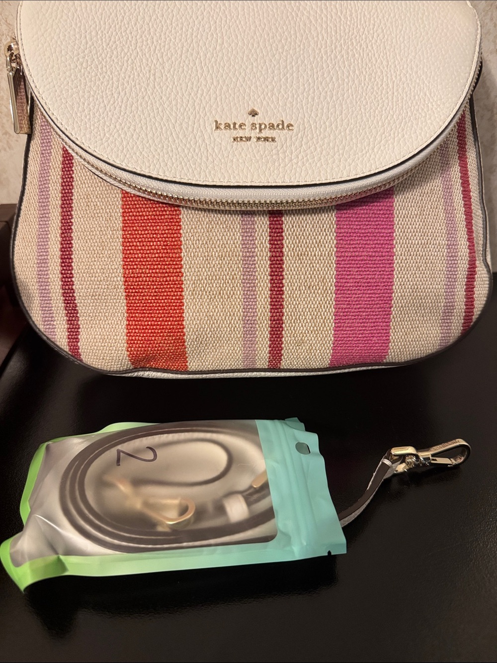 kate spade White, Pink & Red Striped Crossbody Bag NWOT - Picture 5 of 11
